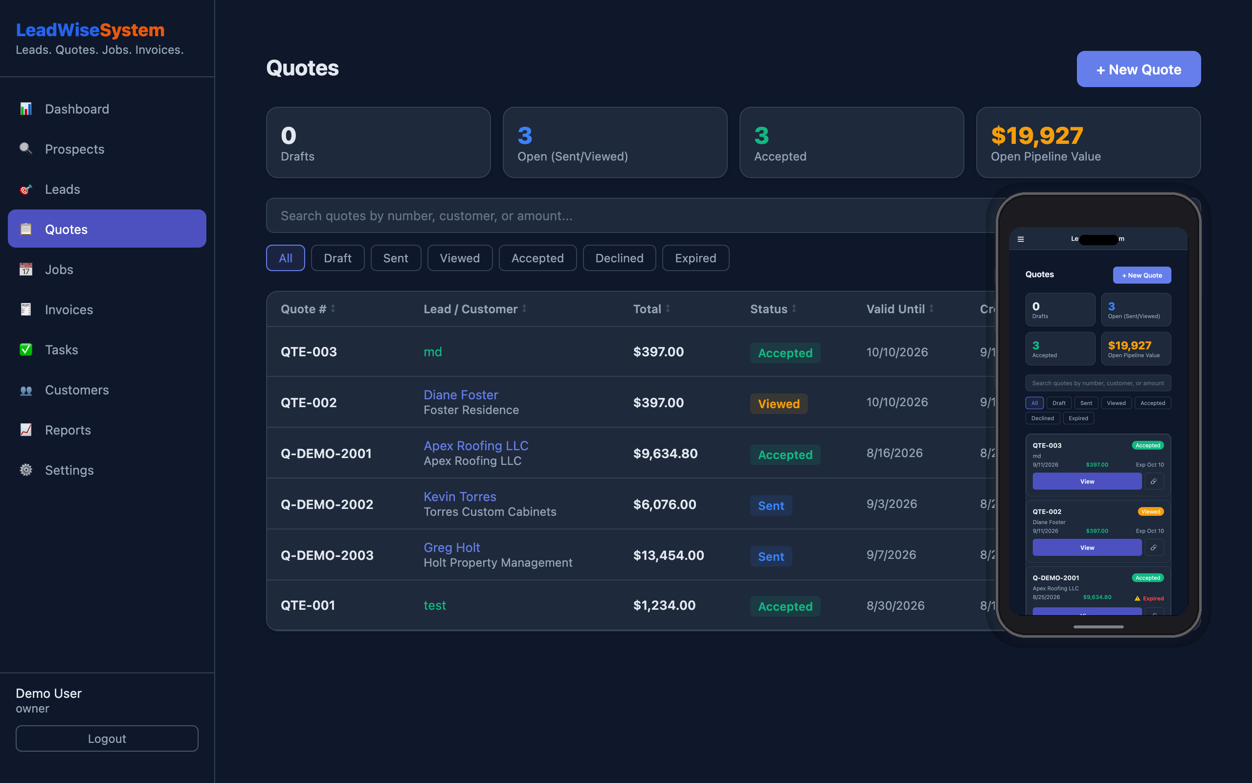 Quote builder